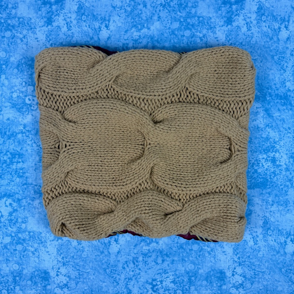 Brooks Brothers Cable Knit Lambswool Silk-Lined Cowl Neck Scarf Snood NWT